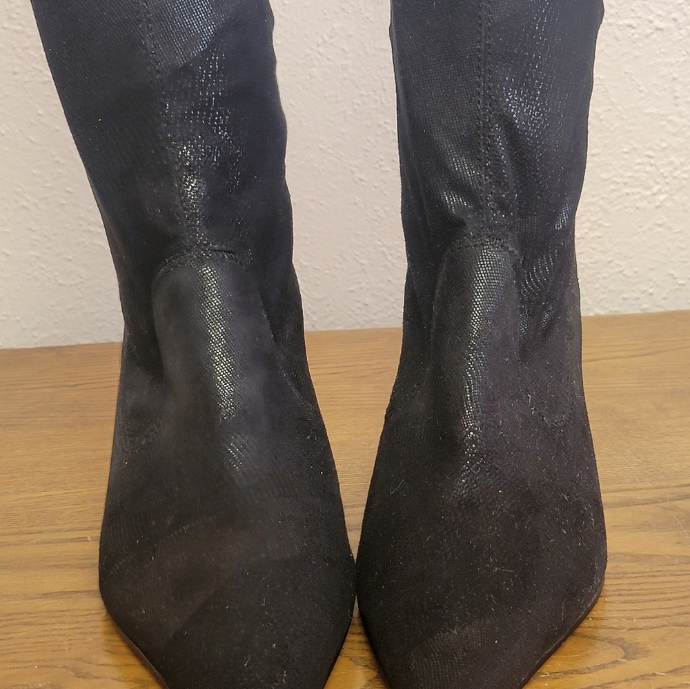 #13 Anne Klein AK Black Pointy Toe Ankle Boot with Stiletto Heel 8.5M - Picture 12 of 14